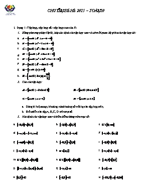 Chuyên đề hè  Toán 10